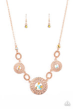 Load image into Gallery viewer, Cosmic Cosmos - Multi Rose Gold Iridescent Rhinestone Necklace Paparazzi Accessories