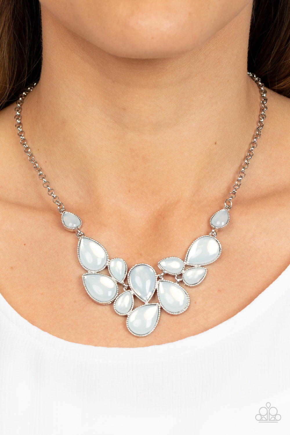 Keeps GLOWING and GLOWING - White Opal Necklaces Paparazzi Accessories