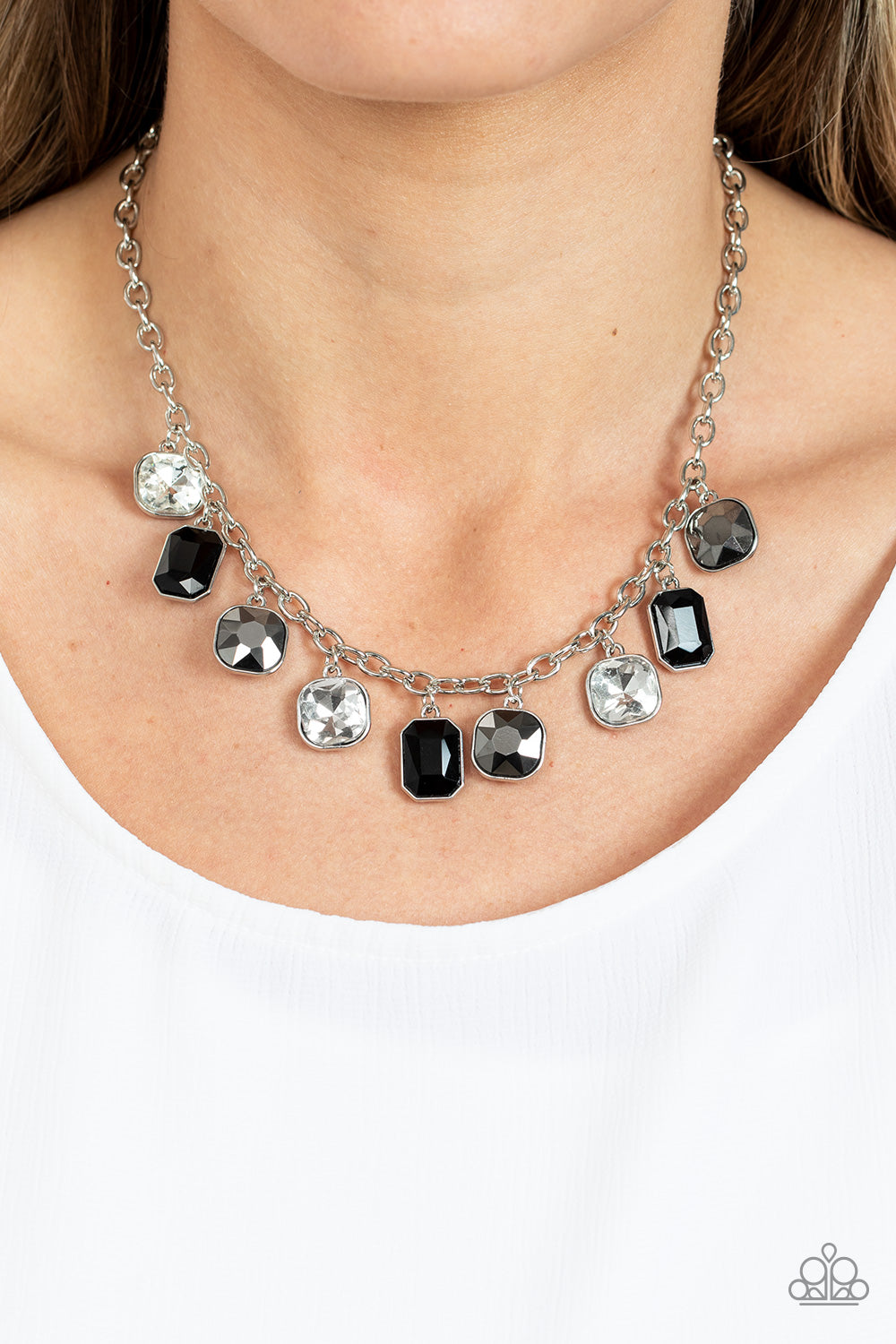 Best Decision Ever - Silver Hematite Rhinestone Necklace Paparazzi Accessories