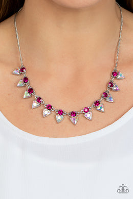 Razor-Sharp Refinement - Pink Rhinestone Necklace Paparazzi Accessories