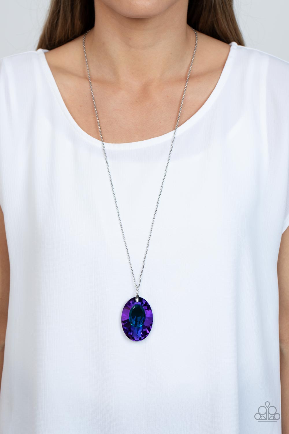 Celestial Essence - Blue Oil Spill Gem Necklace Paparazzi Accessories