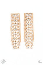 Load image into Gallery viewer, Starry Streamers Gold Rhinestone Post Earrings Paparazzi Accessories