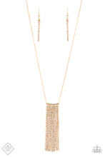Load image into Gallery viewer, Stellar Crescendo Gold Rhinestone Necklace Paparazzi Accessories