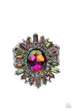 Load image into Gallery viewer, Astral Attitude Multi Oil Spill Gunmetal Ring Paparazzi Accessories