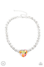 Load image into Gallery viewer, Heart In My Throat Orange Oil Spill Rhinestone Heart Choker Necklace Paparazzi Accessories