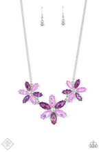Load image into Gallery viewer, Meadow Muse Purple Floral Rhinestone Necklace Paparazzi Accessories