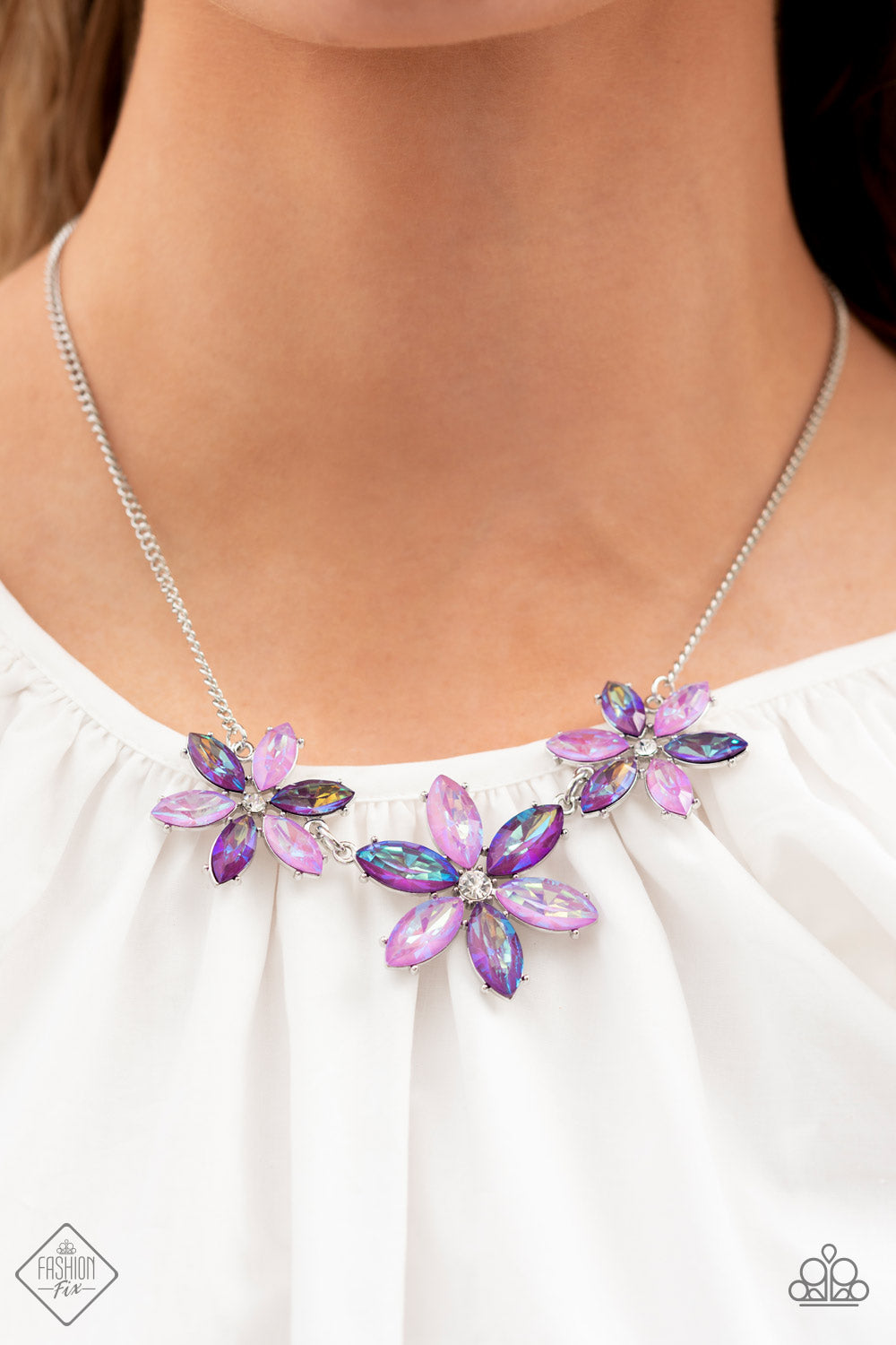 Meadow Muse Purple Floral Rhinestone Necklace Paparazzi Accessories