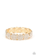 Load image into Gallery viewer, Palace Intrigue - Gold Rhinestone Stretchy Bracelet Paparazzi Accessories
