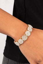 Load image into Gallery viewer, Palace Intrigue - Gold Rhinestone Stretchy Bracelet Paparazzi Accessories