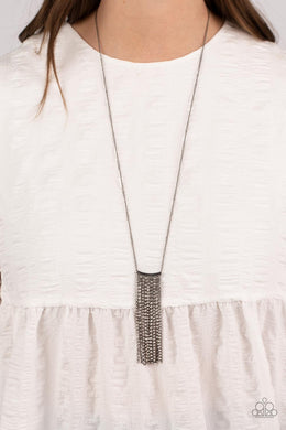 Stellar Crescendo - Black Gunmetal Rhinestone Necklace Paparazzi Accessories