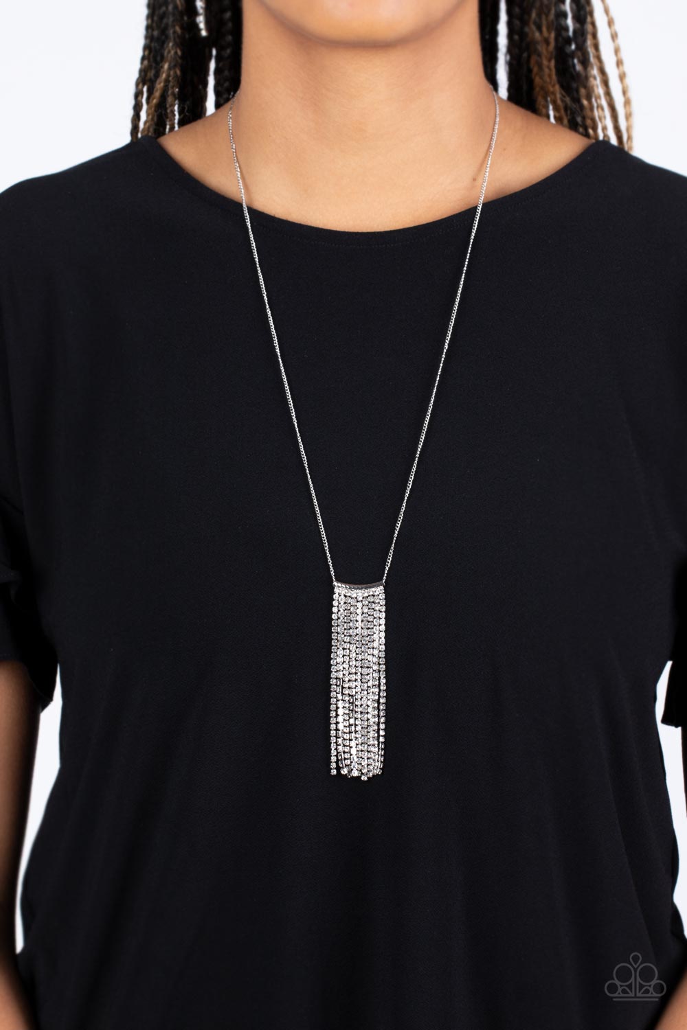 Stellar Crescendo - White Rhinestone Necklace Paparazzi Accessories