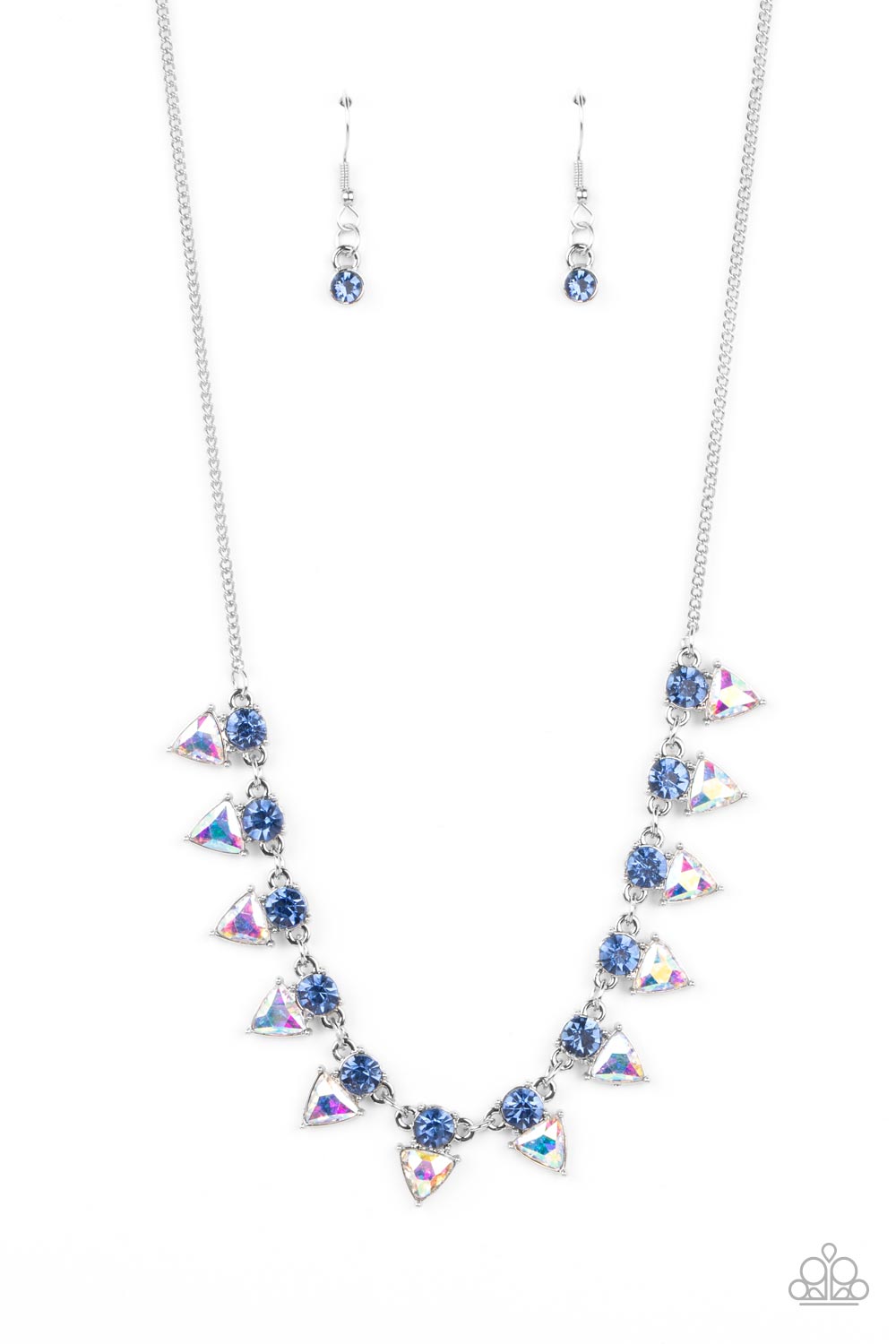 Razor-Sharp Refinement - Blue Rhinestone Necklace Paparazzi Accessories