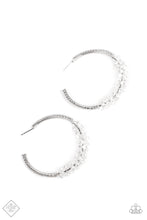 Load image into Gallery viewer, Bubble-Bursting Bling White Hoop Earrings Paparazzi Accessories