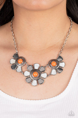 Aquatic Garden - Orange Floral Necklace Paparazzi Accessories