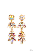 Load image into Gallery viewer, Space Age Sparkle - Gold Rhinestone Post Earrings Paparazzi Accessories