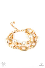 Load image into Gallery viewer, Nautical Mileage Gold Pearl Bracelet Paparazzi Accessories