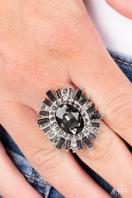 Astral Attitude - Silver Rhinestone Ring Paparazzi Accessories