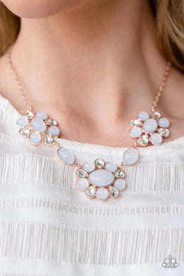 Your Chariot Awaits Rose Gold Opal Rhinestone Necklace Paparazzi Accessories