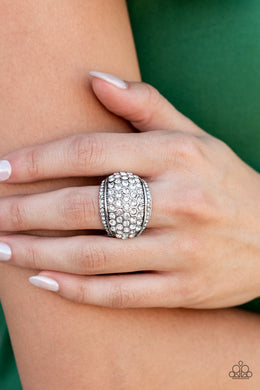 Running Off Sparkle White Rhinestone Ring Paparazzi Accessories