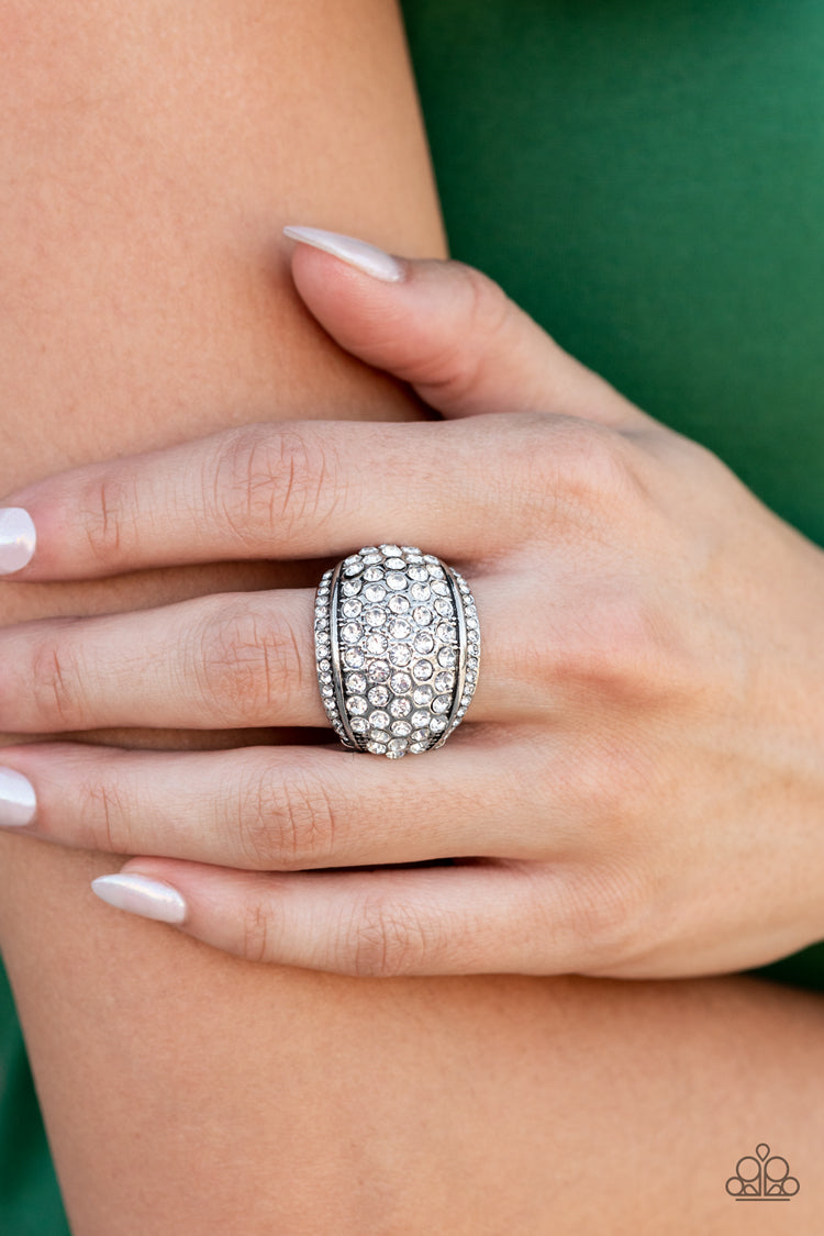 Running Off Sparkle White Rhinestone Ring Paparazzi Accessories