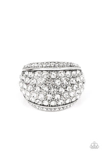 rhinestones,white,wide back,Running Off Sparkle White Rhinestone Ring