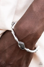 Load image into Gallery viewer, Chiseled Craze Silver Hematite Rhinestone Bangle Bracelet Paparazzi Accessories