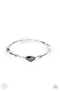 Bangles,hematite,rhinestones,Chiseled Craze Silver Hematite Rhinestone Bangle Bracelet