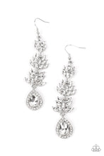 Load image into Gallery viewer, Water Lily Whimsy White Rhinestone Earrings Paparazzi Accessories
