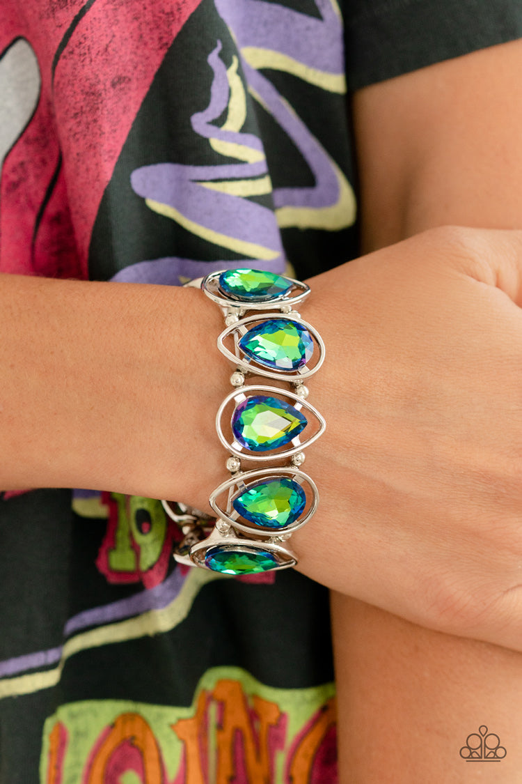 The Sparkle Society Multi Oil Spill Rhinestone Stretchy Bracelet Paparazzi Accessories