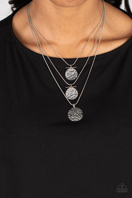 Dizzying Discs - Silver Necklace Paparazzi Accessories