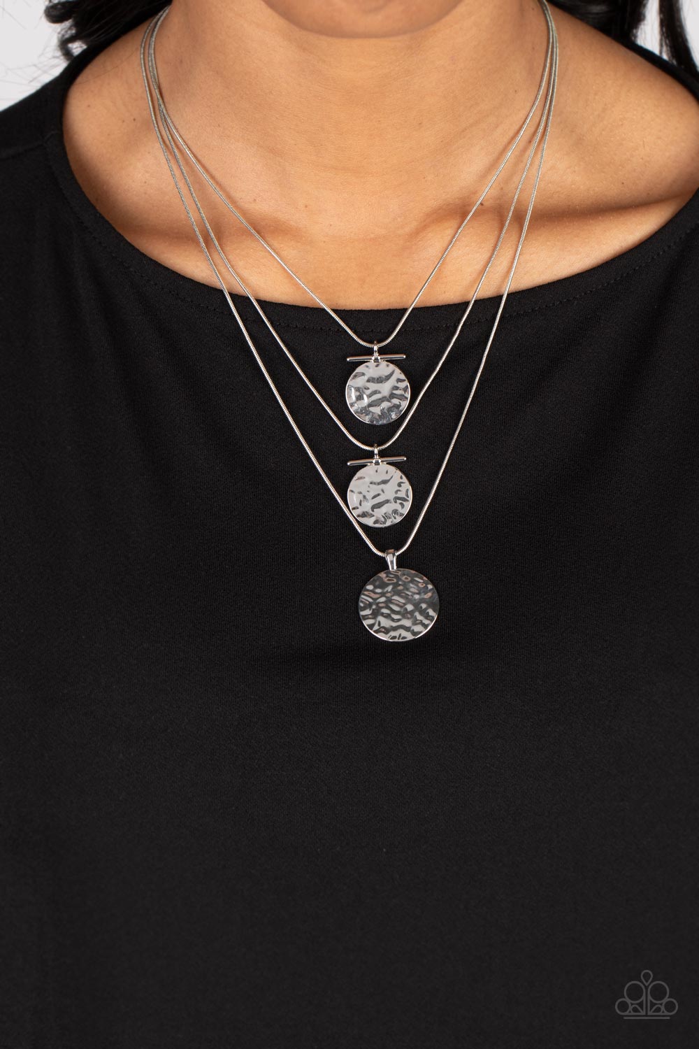 Dizzying Discs - Silver Necklace Paparazzi Accessories