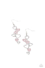 Load image into Gallery viewer, Sweetheart Serenade - Pink Heart Rhinestone Earrings Paparazzi Accessories