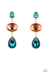 multi,post,rose gold,Royal Appeal Multi Rhinestone Earrings
