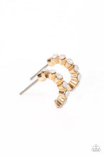 Load image into Gallery viewer, Carefree Couture - Gold Opal Hoop Earrings Paparazzi Accessories