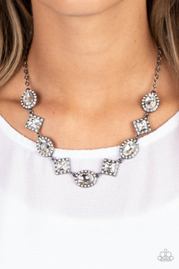 Diamond of the Season - Black Gunmetal Rhinestone Necklace Paparazzi Accessories