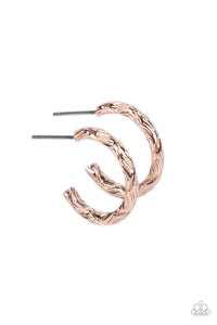 hoops,rose gold,Triumphantly Textured - Rose Gold Hoop Earrings