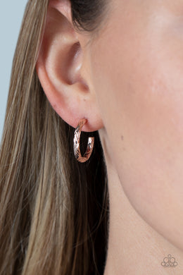 Triumphantly Textured - Rose Gold Hoop Earrings Paparazzi Accessories