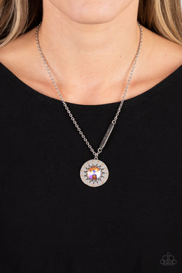 Sundial Dance - Orange Rhinestone Necklace Paparazzi Accessories
