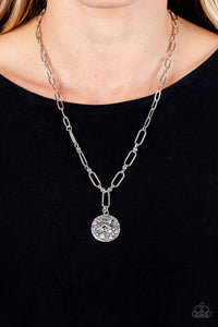 inspirational,multi,rhinestones,short necklace,stars,Stardust Saucer - White Necklace