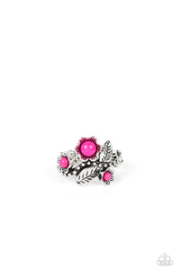 dainty back,floral,pink,Wonderland Wildflower - Pink Floral Ring