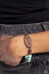 blue,copper,crackle stone,stretchy,turquoise,Bedouin Bloom - Copper Turquoise Stone Stretchy Bracelet