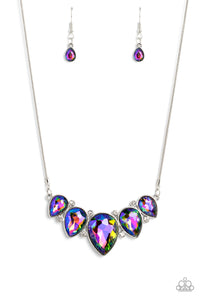 autopostr_pinterest_58290,multi,oil spill,rhinestones,short necklace,Regally Refined - Multi Oil Spill Rhinestone Necklace
