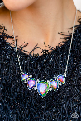 Regally Refined - Multi Oil Spill Rhinestone Necklace Paparazzi Accessories