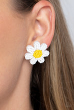 Load image into Gallery viewer, Sensational Seeds - White Flower Seed Bead Post Earrings Paparazzi Accessories