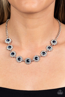 Blooming Brilliance - Blue Rhinestone Necklace Paparazzi Accessories