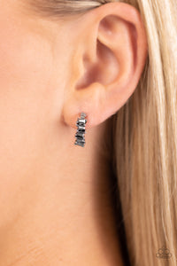 hoops,rhinestones,silver,Rugged Rockstar - Silver Rhinestone Hoop Earrings