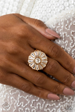High Society Haute Gold Rhinestone Ring Paparazzi Accessories