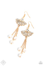 Load image into Gallery viewer, London Season Lure Gold Rhinestone Pearl Earrings Paparazzi Accessories