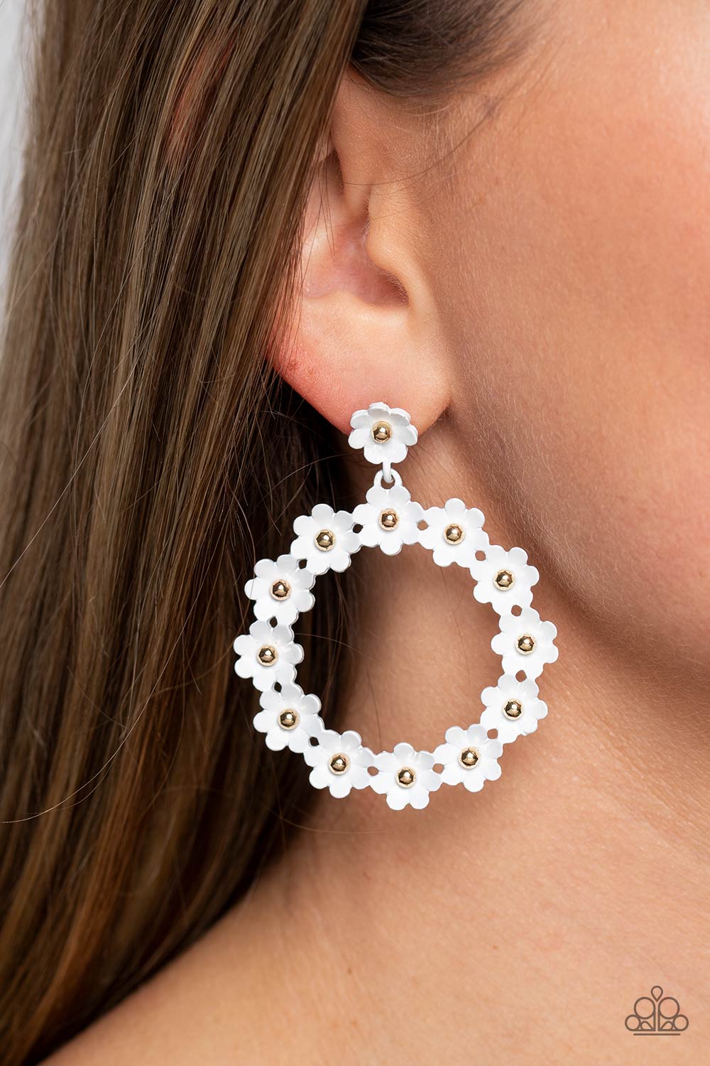 Daisy Meadows - White Post Earrings Paparazzi Accessories