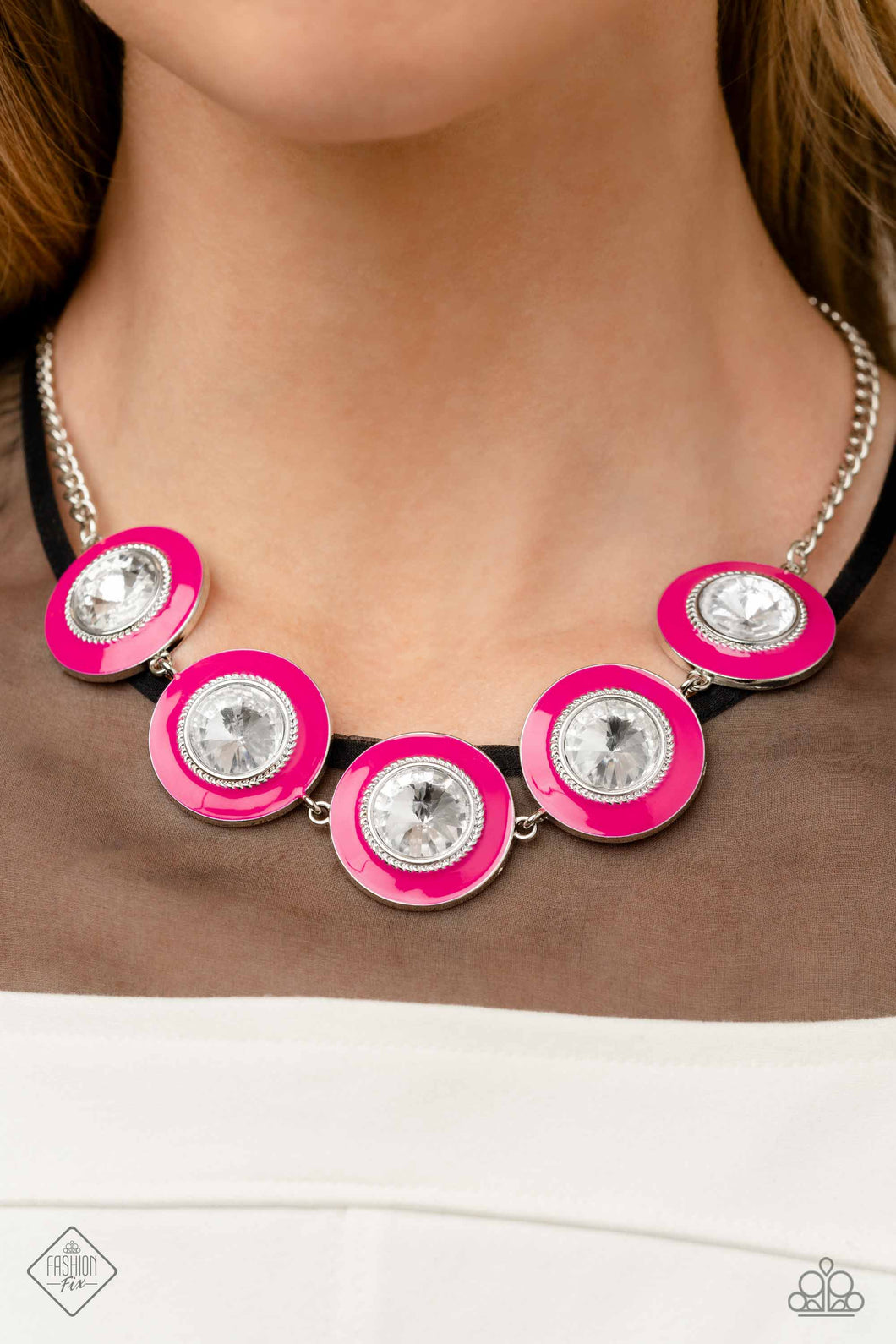 Feminine Flair Pink Rhinestone Necklace Paparazzi Accessories